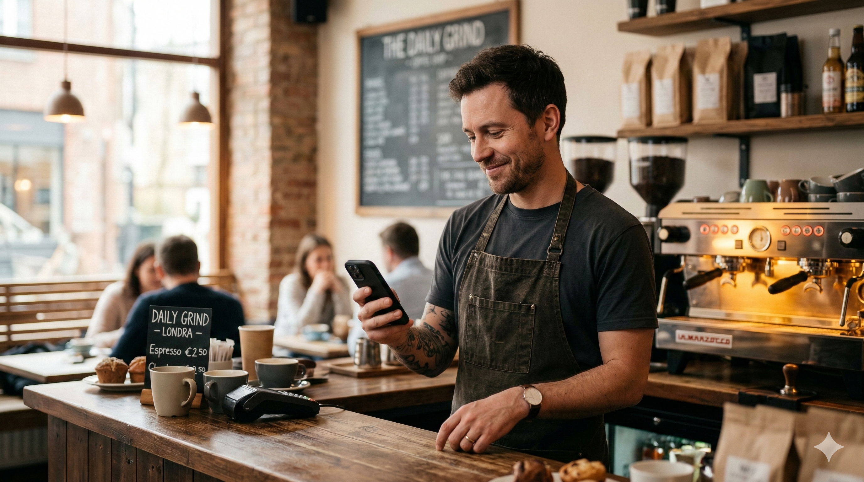 Zufriedener Cafébesitzer