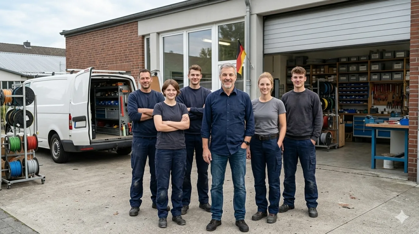 Elektro Schuster Team bei der Arbeit am Sicherungskasten